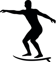 Surfer silhouette riding wave