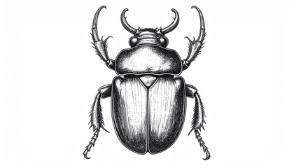 Fototapeta premium Detailed Hand-Drawn Illustration of a Stag Beetle on White Background
