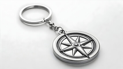 Keychain spinning above compass rose