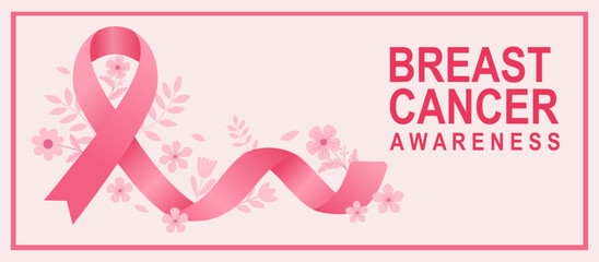 October Breast Cancer Awareness Banner with Pink Ribbon and Elegant Typography. Perfect for Campaigns, Blogs, and Social Media Posts