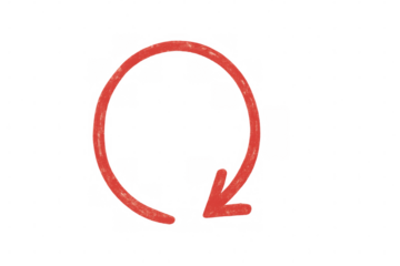 Circular arrow suggesting repetition or refresh, featuring a hand-drawn aesthetic with a transparent background