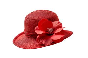 Red hat with flower elegant accessory fashion style