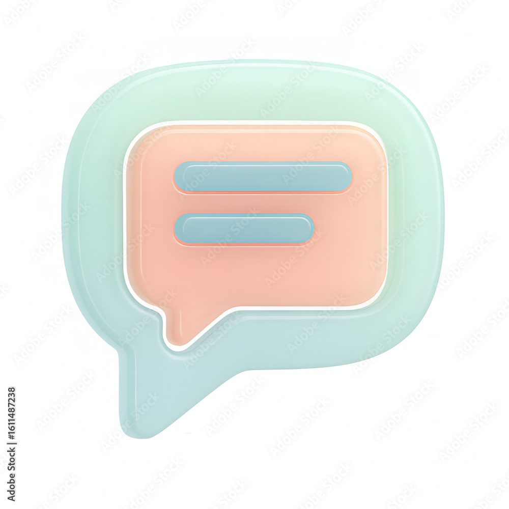 Poster glossy 3d rendered speech bubble icon with message communication element