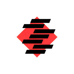 Abstract Red Diamond and Black Stripes Design.