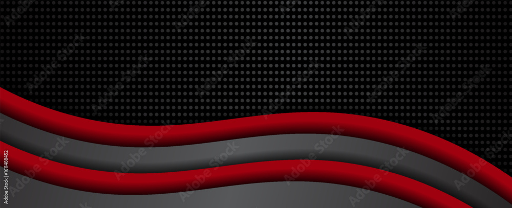 Poster vector red line background curve element with dark space for text and message design, overlapping la