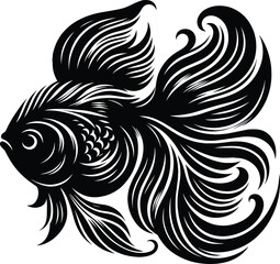 Goldfish silhouette vector illustration isolated on a white background