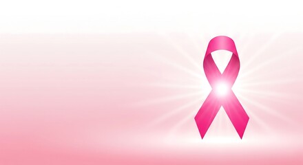Pink ribbon symbolizing breast cancer awareness against a soft pink gradient background