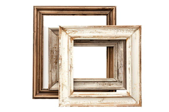 Two rustic wooden picture frames overlapping