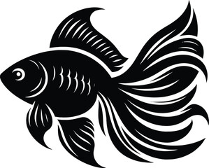 Goldfish silhouette vector illustration isolated on a white background