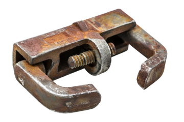 Rusty metal clamp vintage tool mechanism detail