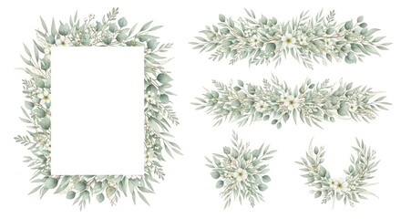 Obraz premium Eucalyptus greenery floral arrangements with white flowers image