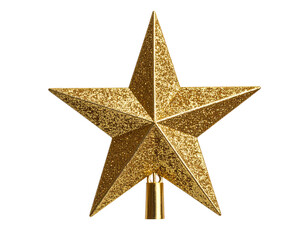 Minimal Matte Gold Tree Topper Star with Subtle Shadow, Flat-Lay Style, Transparent PNG