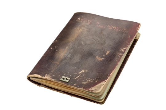 Vintage Leather Book Aged and Worn Showing Time