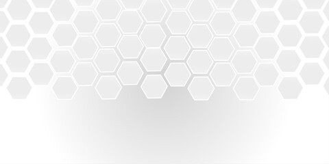 Futuristic white hexagon grid pattern with subtle 3D depth and gradient shading, ideal for tech backgrounds, medical designs, or modern digital interface templates. Clean, minimal, and geometric.