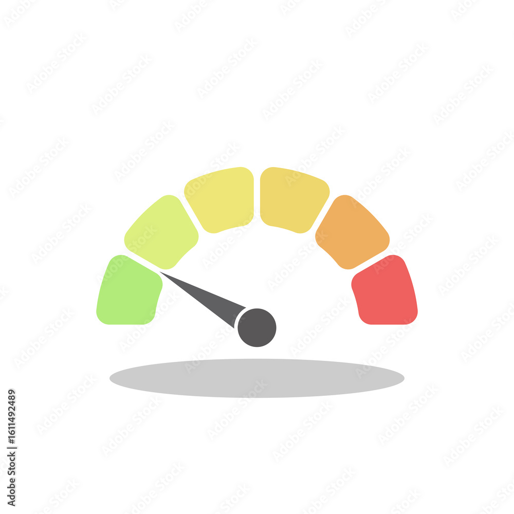 Poster simple color speedometer icon with shadow