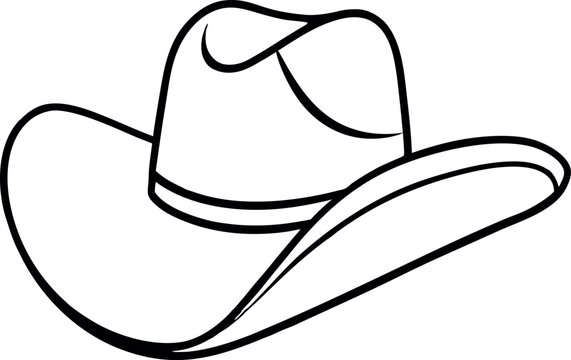 recommend clip art: cowboy hat outline coloring book page, cowboy hat line art vector
