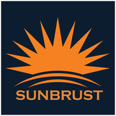 Abstract Sun Logo. Sun Icon with Negative Space Geometric Radial Rays of Sunburst with Shadow. Usable for Business and Nature Logos. Design Vector Logo Template Element.