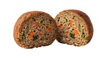 Artisanal Lentil and Vegetable Meatball, a Gourmet Vegan Meat Alternative, Isolated on White Background.