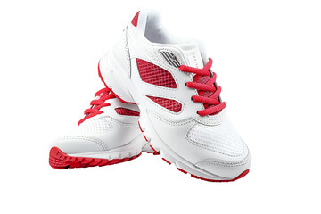 White and red athletic shoes sporty footwear sneakers