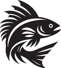 Black Fish Silhouette Vector – Iconic Logo Design for Marine and Fishing Themes