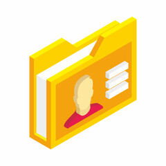 Personal information file folder with document. Isometric and 3d icon
