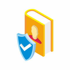 Personal data information protection icon. Isometric and 3d file folder with document. 