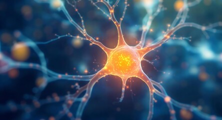 Obraz premium Close-up of a Neuron Cell in Abstract Style