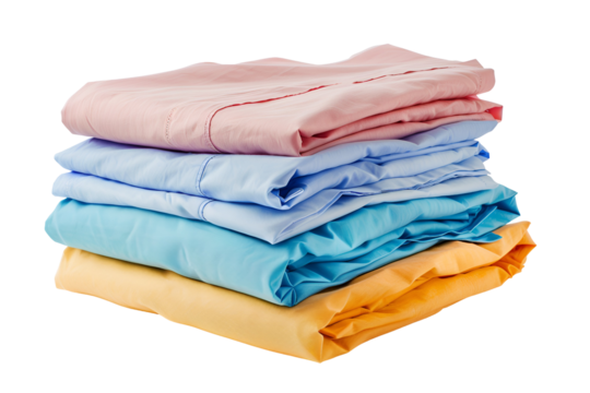Stack of folded pastel bedding sheets soft colors