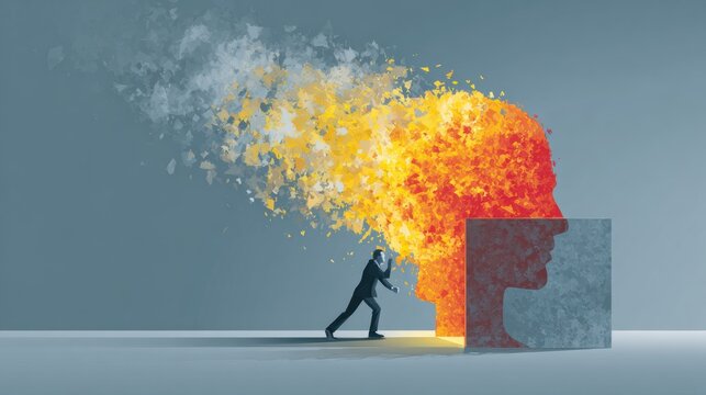 Breaking Free From Mental Constraints, Discovering New Ideas and Thoughts in an Abstract Representation of Creativity and Enlightenment