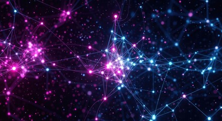 Fototapeta premium Glowing interconnected nodes and lines abstract background blue connections