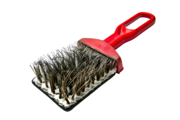 Worn Red Bristle Brush Black Background