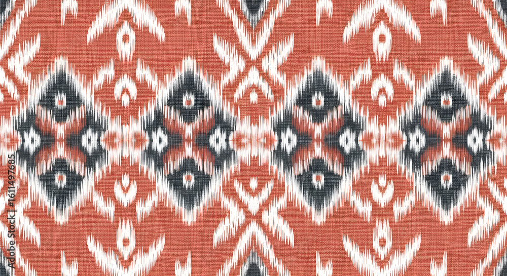 Poster textured ethnic ikat style seamless pattern repeatable design element