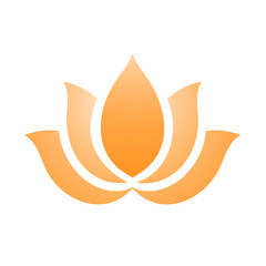 A stylized lotus flower in warm orange hues, symbolizing purity, balance, and inner peace