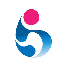 An abstract water droplet and circle with vibrant colors, representing fluidity, vitality, and creativity
