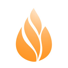 flame-like abstract shape in orange, representing passion, energy, and creativity