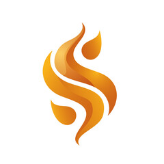 S logo stylized burning flame in golden-orange tones, symbolizing strength, drive, and innovation