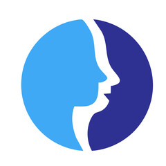 S logo-09Two mirrored human faces in profile, symbolizing communication, duality, and understanding.