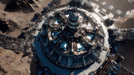 Fototapeta premium Futuristic space station on alien planet