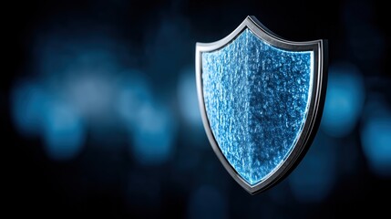 Shield with shimmering effects against a blue background.