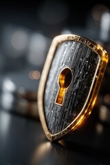 Shield with a keyhole, symbolizing security and protection.