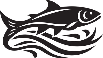 Fototapeta premium Black Fish Silhouette Vector – Iconic Logo Design for Marine and Fishing Themes
