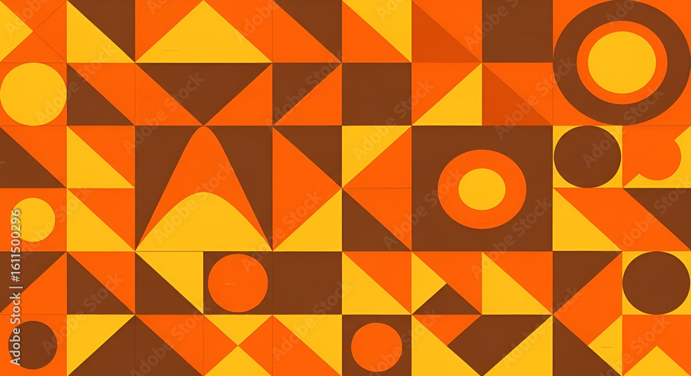 Poster geometric seamless shape pattern with triangle and circle in retro style