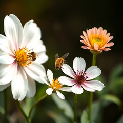 Flowers existing in quantum superposition states   some petals materialized while others remain probability clouds, with bees pollinating multiple potential positions simultaneously