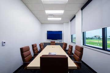 Small conference room with white walls
