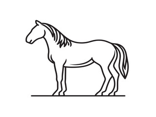 Elegant horse icon in flat outline vector style