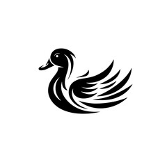 Obraz premium A stylized black duck illustration on a white background
