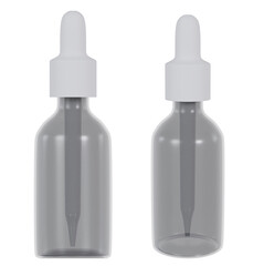 The 3D render of cosmetic serum bottle with gold cap