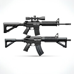 Assault rifle isolated on white background vector illustration