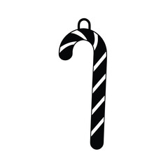 A red and white Christmas candy cane, a festive symbol, is isolated on white