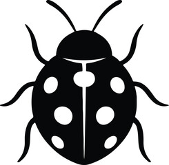 Silhouette ladybug insect with spots black and white vector illustrator
